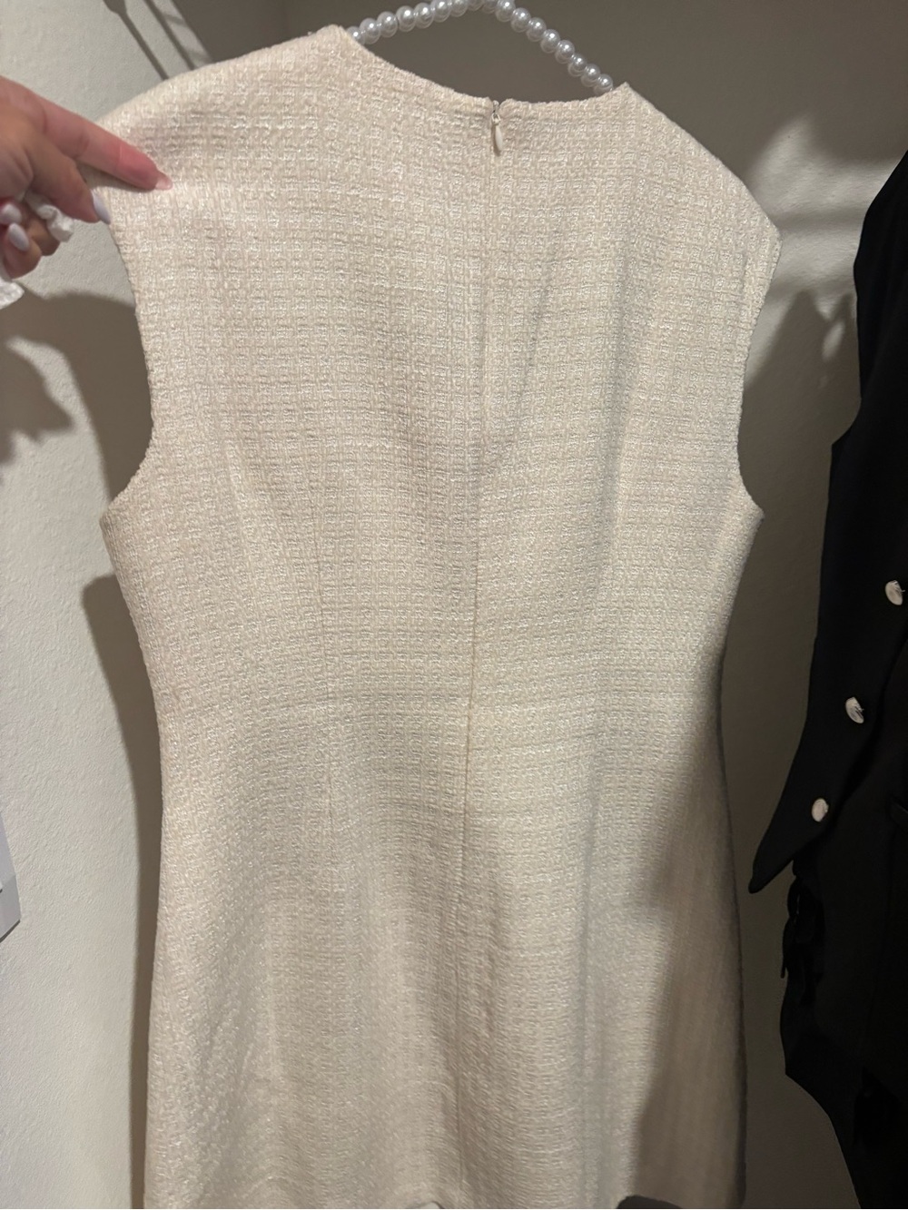 Commense Cream Tweed Mini Dress with Gold Buckle Details - Picture 3 of 3